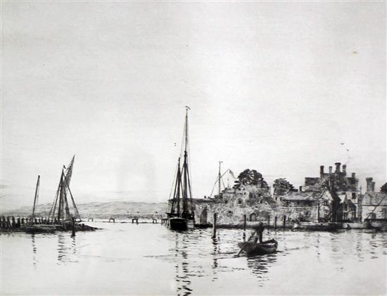 Harold Wyllie (1880-1973) Medina River; Entrance to Portsmouth Harbour and Yarmouth, largest 7.5 x 9.75in.
